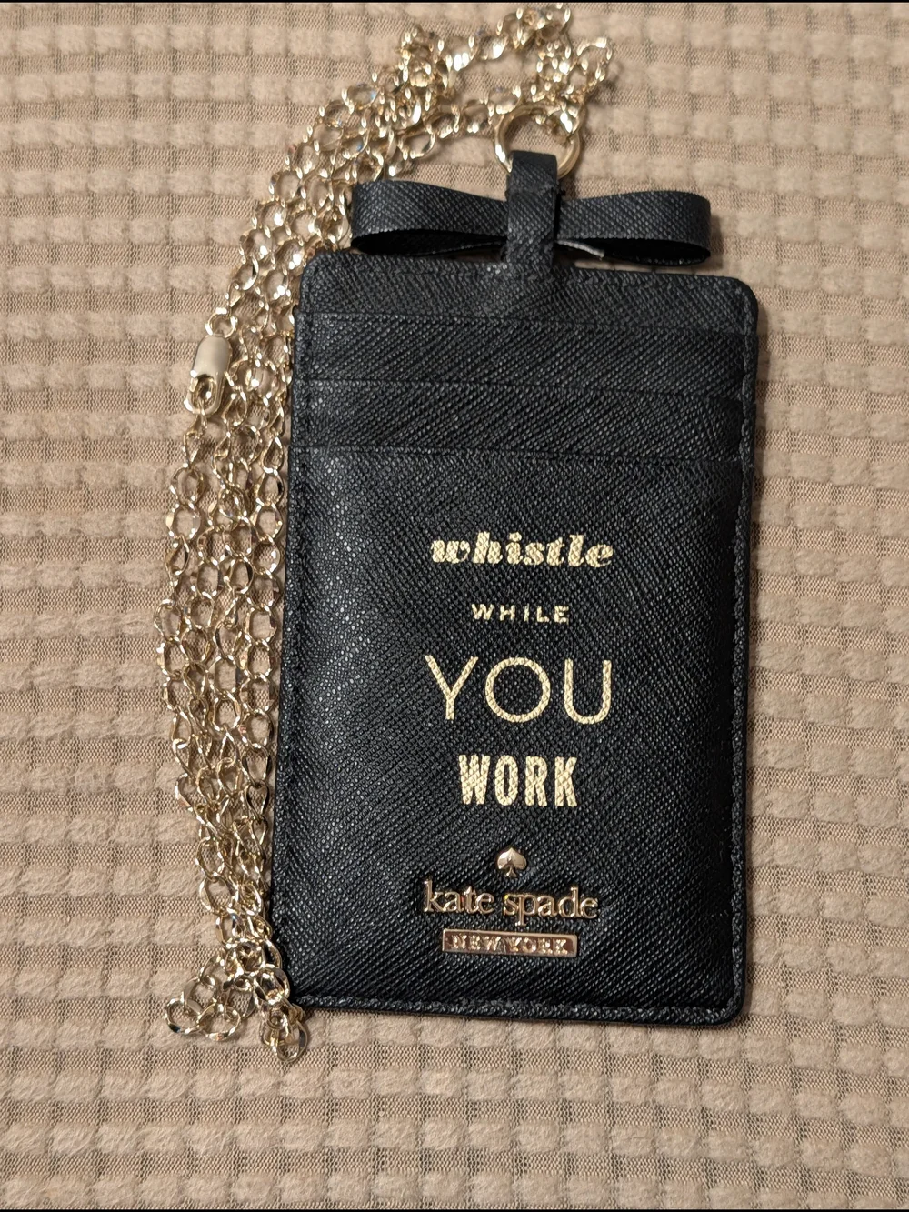 kate spade black 'Whistle While You Work' Card Holder Laynard